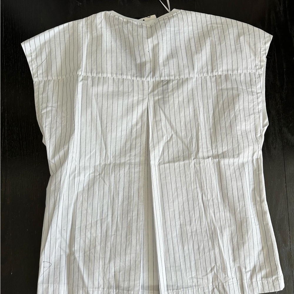 Zara White Buttoned Poplin Top Tee Shirt - Picture 3 of 3